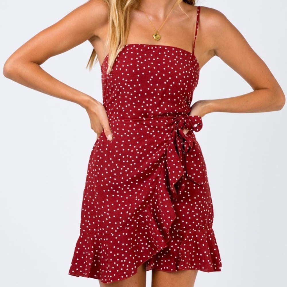 Princess Polly-CAESURA MINI DRESS WINE. US Size 8